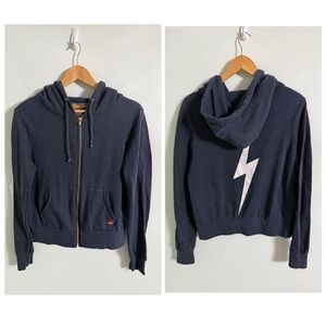 Aviator Nation Bolt Full Zip Hoodie Charcoal Size X-Small